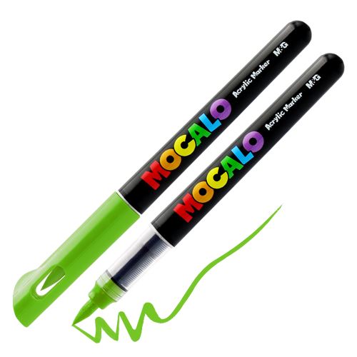 Popisovač M&G MOCALO Acrylic Marker, štětcový hrot - jasně zelený 503