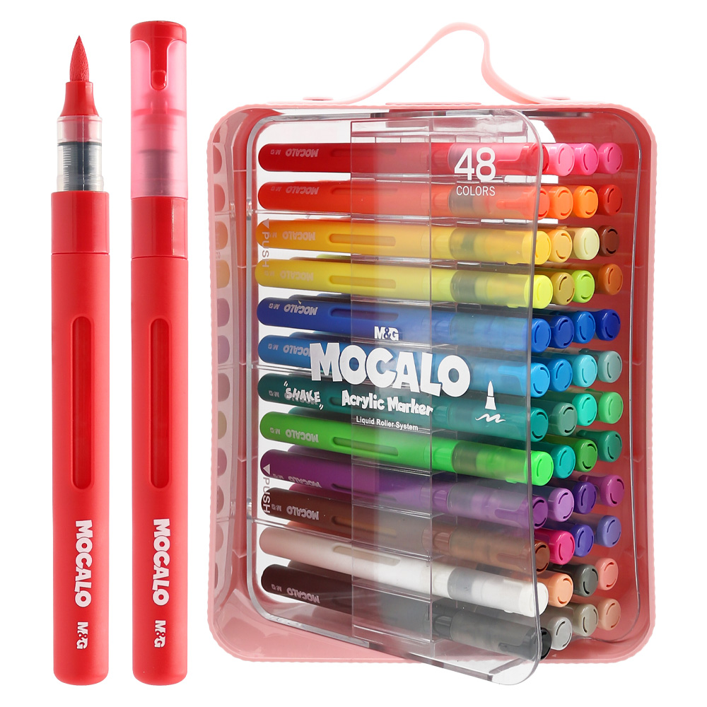 M&G Popisovač M&G MOCALO Acrylic Marker, štětcový hrot - sada 48 barev