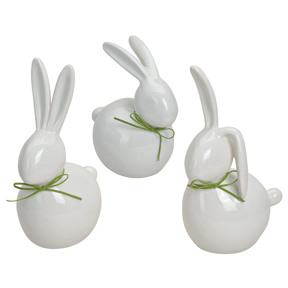 Dekorace - porcelánový zajíček - bílý 25 cm, mix/1 ks