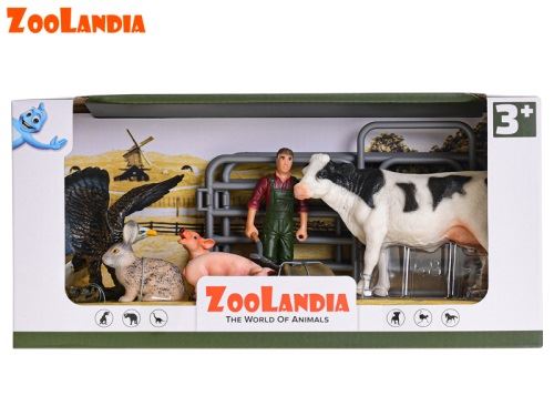 Zoolandia kráva se zvířátky z farmy s doplňky v krabičce