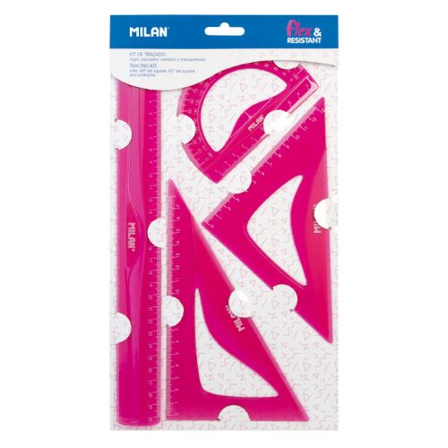 Sada pravítok MILAN Flex&Resistant (séria Acid) - ružová