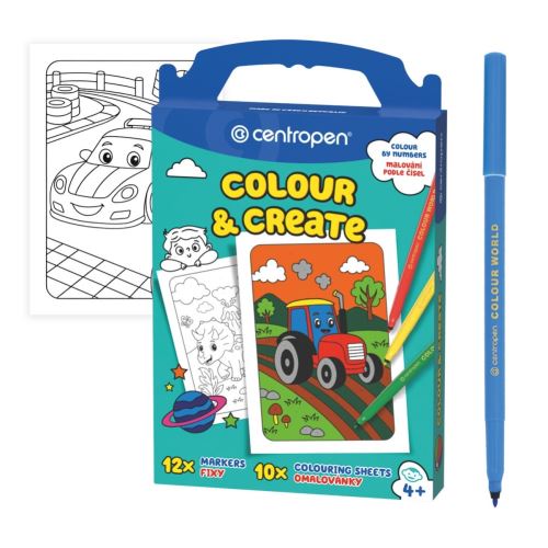 Maľovanie podľa čísiel + fixy CENTROPEN Colour & Create - chlapci 