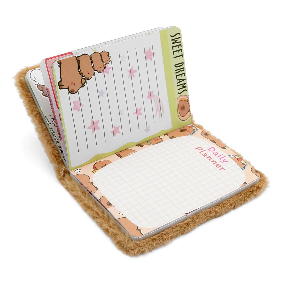 Dětský zápisník 13 x 19 cm, 80 listů, plyšový obal + kapybara