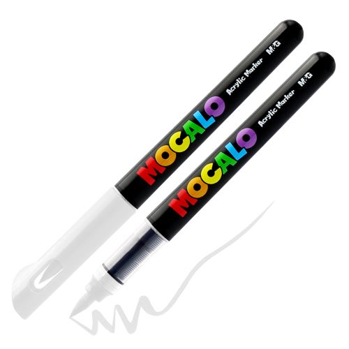 Popisovač M&G MOCALO Acrylic Marker, štětcový hrot - bílý 663