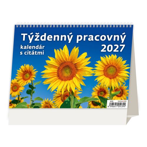 Stolní kalendář 2027 Týdenní pracovní kalendář s citáty
