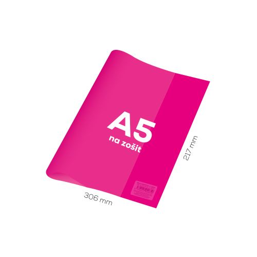 Obal na sešit A5 PVC 306x217 mm Neon Color - průhledný/růžový