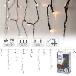 Svetelná reťaz s visiacimi pramienkami 90 LED biela teplá, dĺžka 3 m (vonk. použitie) (1)
