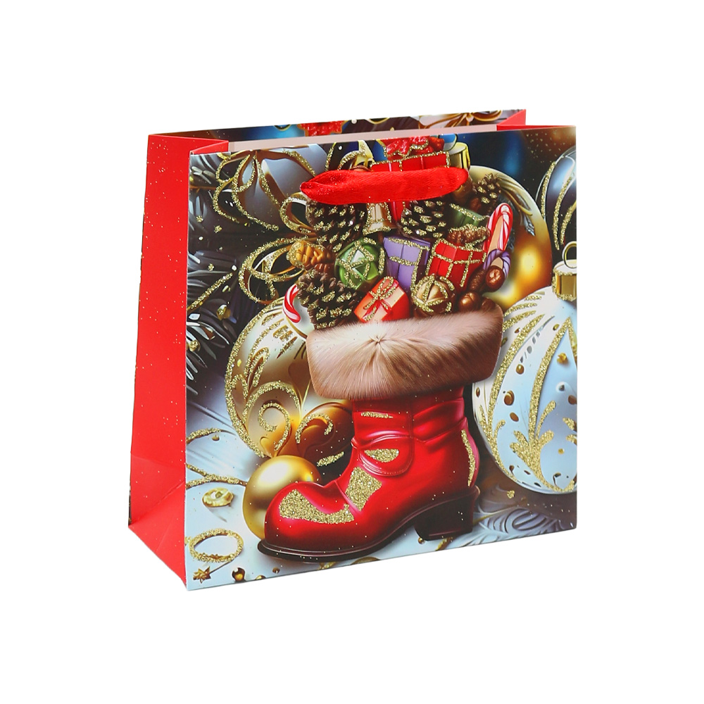 Darčeková taška vianočná 14,5x15x6 cm (mix 4 dizajnov - /cena za 1 ks)