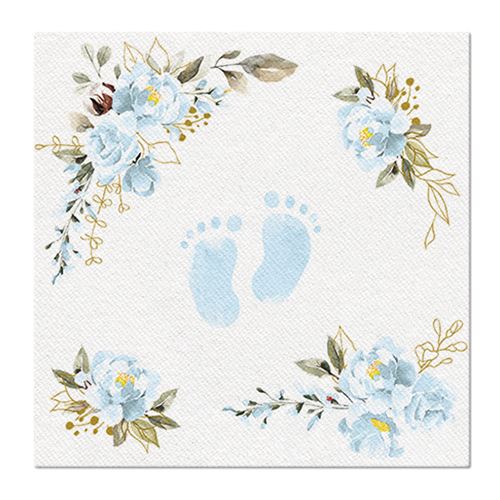 Obrúsky PAW AIRLAID 40x40 cm  Baby Feet  light blue