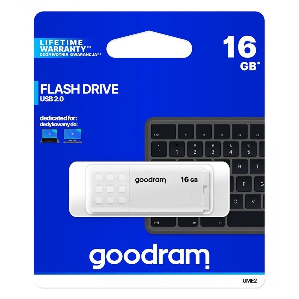 Goodram Goodram USB flash disk, USB 2.0, 16GB, UME2-0160W0R11, USB A, s krytem - bílý /černý