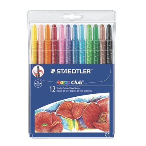Voskovky, vysouvatelné, STAEDTLER "Noris Club", 12 různých barev