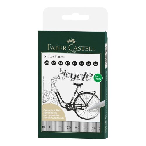 Faber-Castell Ecco Pigmentové technické pero - sada 8 kusů (0,05-0,1-0,2-0,3-0,4-0,5-0,6-0