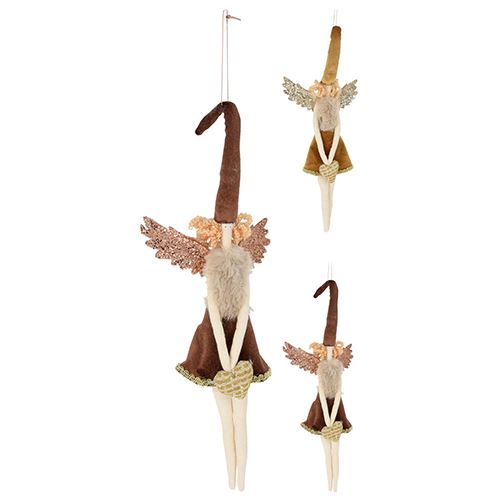 Závesná dekorácia - anjelik s čiapkou, 37cm, 2druhy