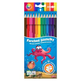 Pastelky JUNIOR Ocean World šestihranné/gumovatelné - sada 12 ks (1)