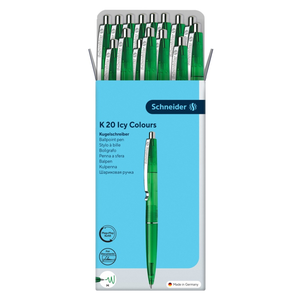 SCHNEIDER Pero kuličkové Schneider K20 Icy Colours - zelená náplň