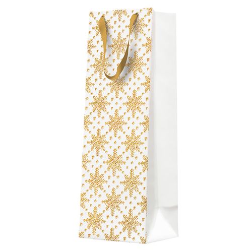 Dárková taška vánoční 12x37x10 cm Grunge Textured Snowflakes Gold