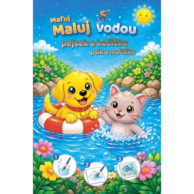 Petr Mičánek Omalovánka A4 Maluj vodou - Pejsek a kočička