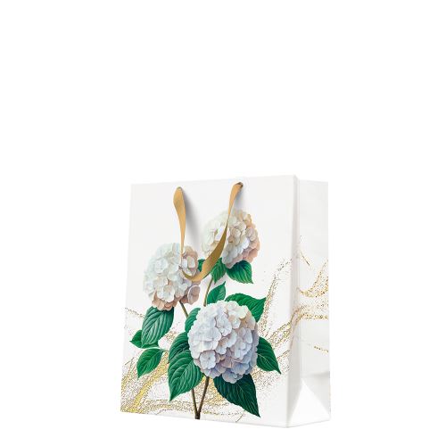Darčeková taška medium 20x25x10 cm Romantic White Hydrangeas