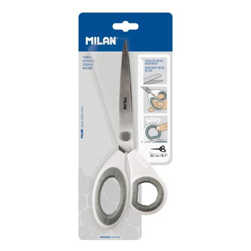 Nožnice MILAN kancelárske biele 22 cm - blister