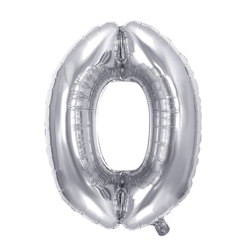 Narozeninový balónek, stříbrný 40" (100 cm) číslo 0