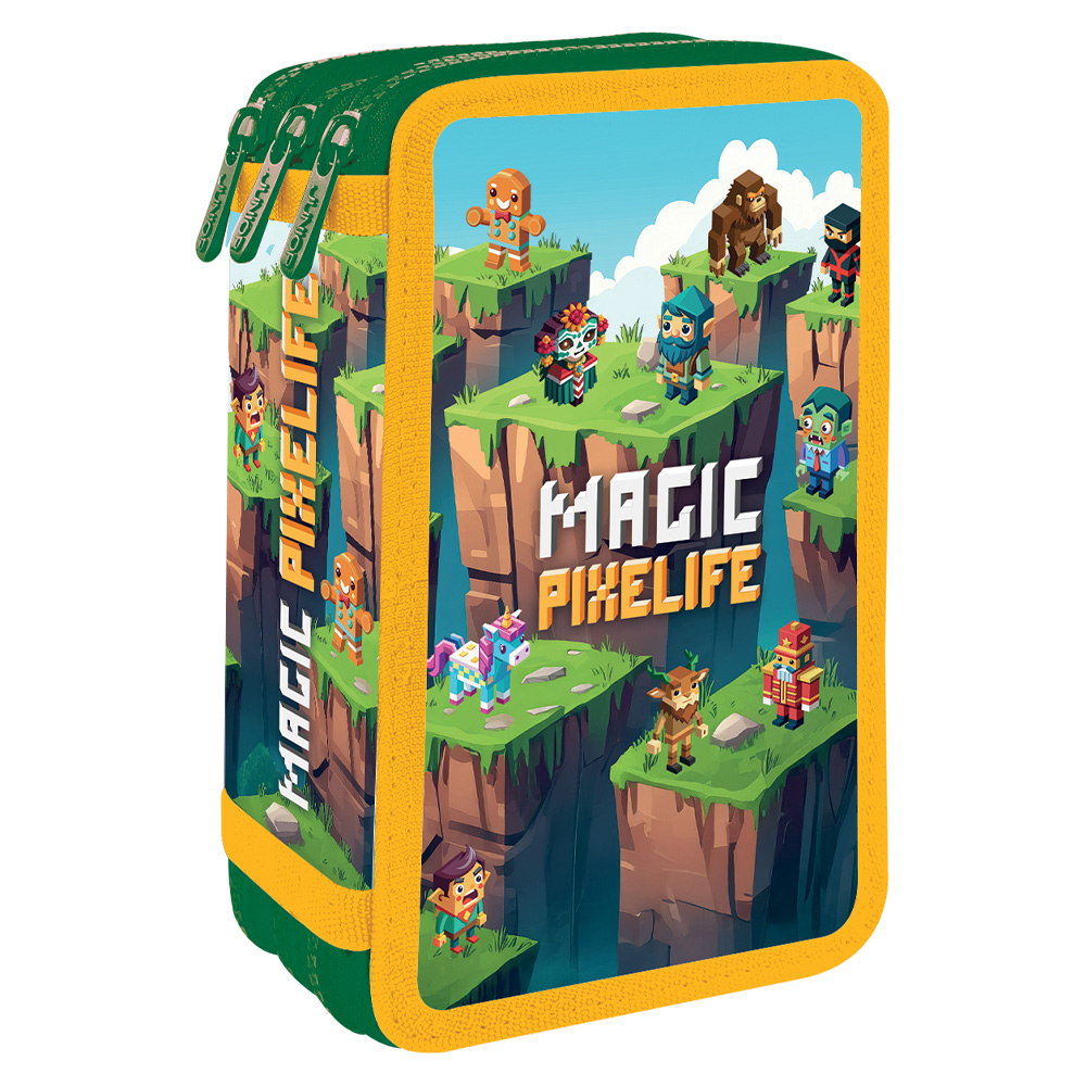 JUNIOR Penál plný - 3 patrový, 43 kusů JUNIOR S9 - Magic Pixelife