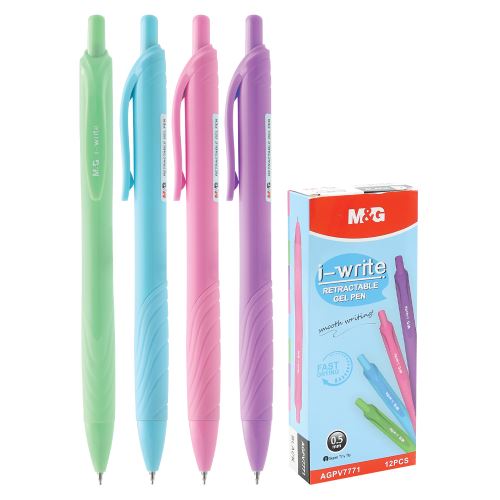 Gelové pero M&G i-write 0,5 mm (mix pastelových barev) - modrá náplň /1ks