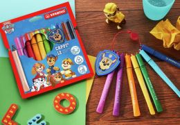 Fixy vláknové s kroužkem na víčku STABILO Cappi + odznak PAW Patrol (sada 12 ks) (1)