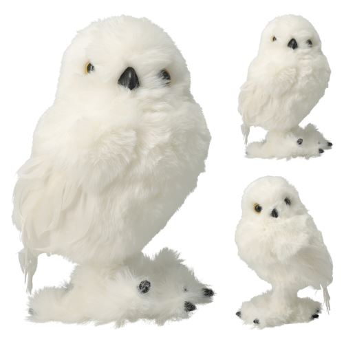 Dekorácia biela sova 18 cm, stojaca