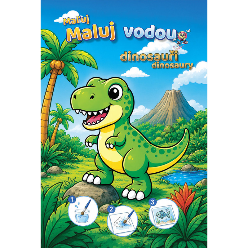 Petr Mičánek Omalovánka A4 Maluj vodou - Dinosauři