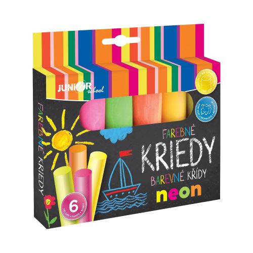 Křídy barevné/chodníkové JUNIOR, kulaté 6 ks Neonové