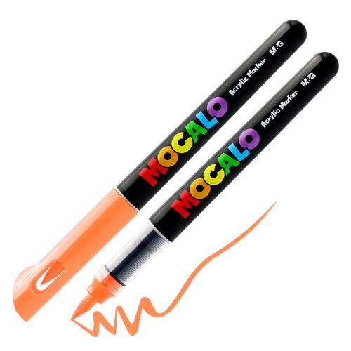Popisovač M&G MOCALO Acrylic Marker, štětcový hrot - oranžový 303