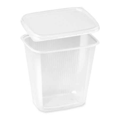 Miska (PP) hranatá průhledná 500ml + víčko [250 sad]
