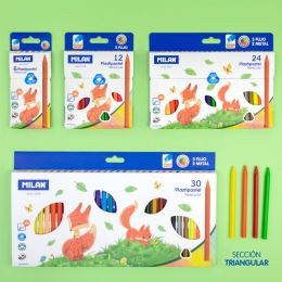 Pastelky MILAN trojhranné 10 ks + 2x Fluo (2)