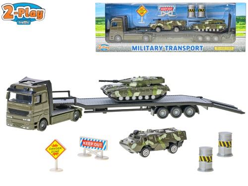 2-Play Traffic vojenský transporter 25cm kov s obrněnými vozidly volný chod 2ks v krabičce