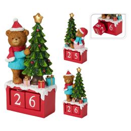 Vánoční dekorace Adventní kalendář s medvědem 24 cm /1ks