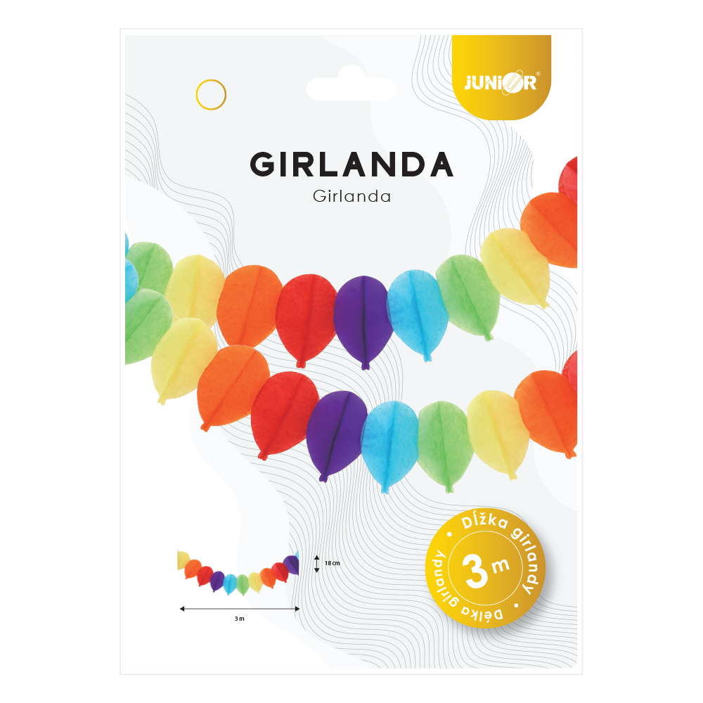Balónky s girlandou, papírové, 3 m