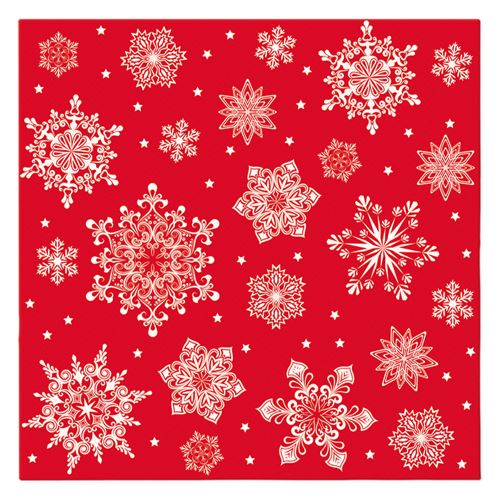 Ubrousky PAW AIRLAID 40x40 cm (12 ks) Snowflakes red