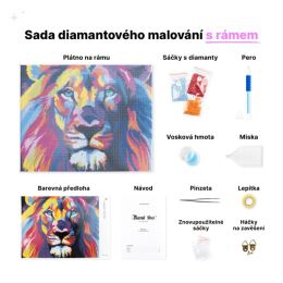 Diamantové malování (s rámem) - Západ slunce nad jezerem s loďkou (1)