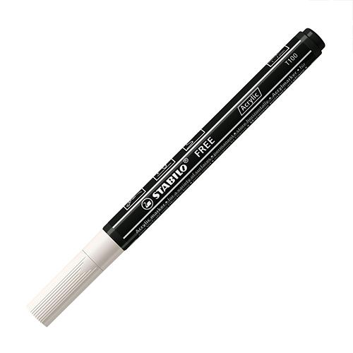Akrylový popisovač STABILO FREE Acrylic T100 Kulatý hrot 1-2 mm - bílý