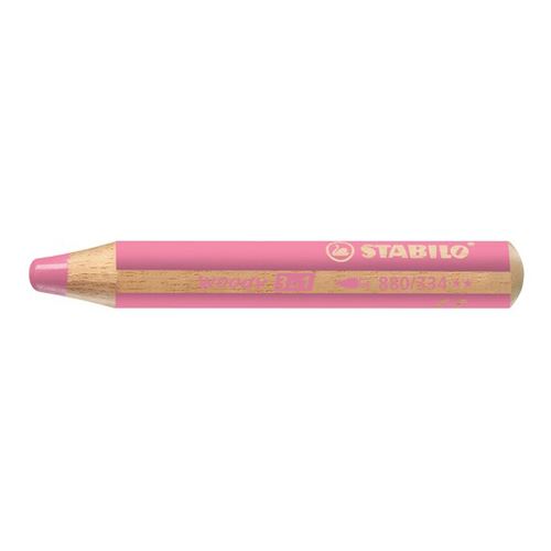 Pastelka STABILO woody 3 v 1 - farbička, vodovka, voskovka - ružová