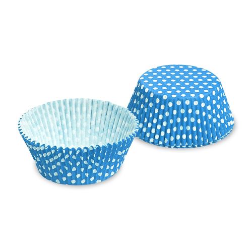 Cukrářský košíček (PAP) Puntíky bílo/modrý O50 x 30 mm [40 ks]