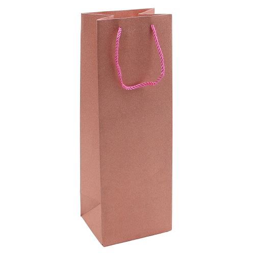 Dárková taška třpytivá na láhev, velikost 12x10x35 cm (mix 4 barev) už jen růžová! (3)