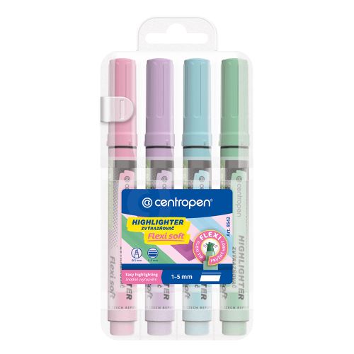 Popisovač CENTROPEN 8542 FLEXI PASTEL - sada 4 ks