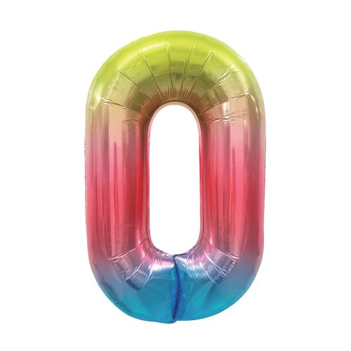 Narozeninový balónek, barevný 40" (100 cm) číslo 0