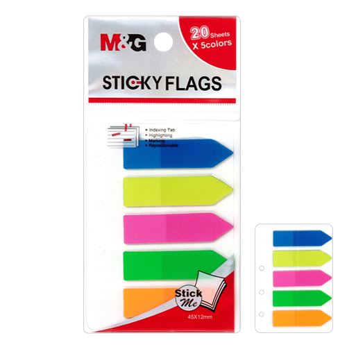 Blok lepiaci NEON záložka PVC 5 x 20 listov