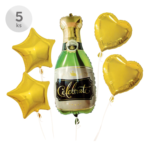 Balóny - Celebrate, sada 5 ks, 2 ks / 45 cm | 2 ks / 48 cm | 1 ks / 46x94 cm