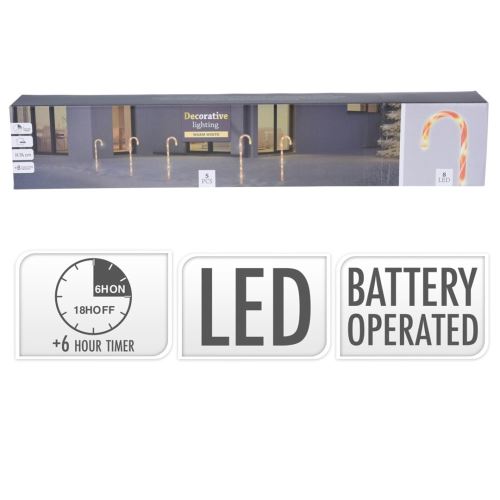 Vianočná lízanka s LED svetlom na zapichnutie do zeme 74 cm