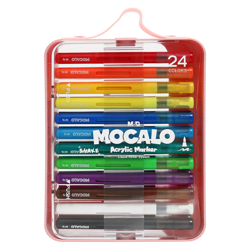 M&G Popisovač M&G MOCALO Acrylic Marker, štětcový hrot - sada 24 barev