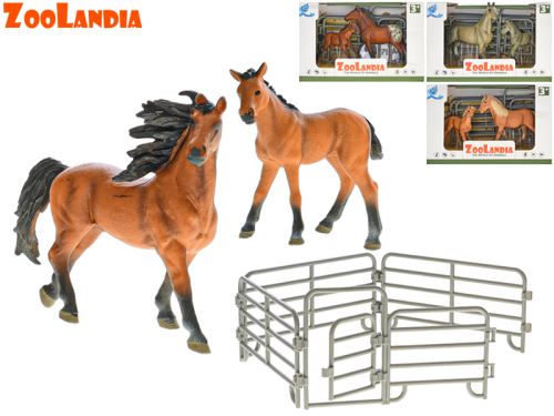 Zoolandia kůň s hříbětem 4,5-15cm a doplňky 4druhy v krabičce