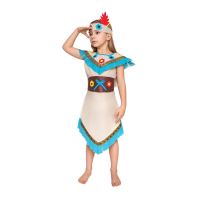 Dětský kostým Indiánka (šaty, opasek, čelenka), velikost 110/120 cm